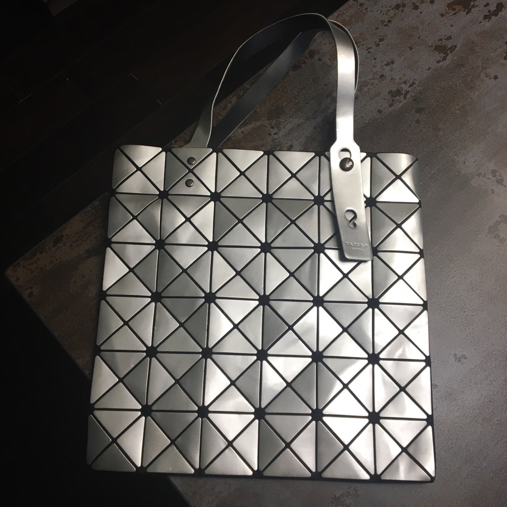 Issey Miyake Silver Geometric Tote